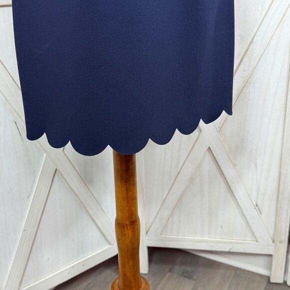 J. Crew Scallop Edge Shift Dress Navy Blue 2 Nautical Preppy Mini Sleeveless - Picture 8 of 16